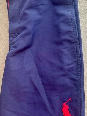 Ralph Lauren Navy Pants with Red Polo Logo